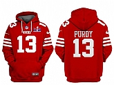 Men's San Francisco 49ers #13 Brock Purdy Red Super Bowl LVIII Alternate Pullover Hoodie,baseball caps,new era cap wholesale,wholesale hats